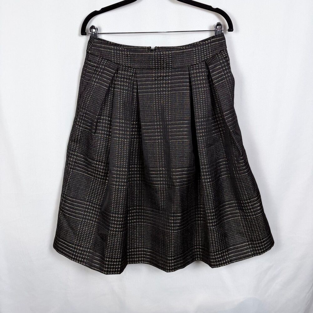 Ann Taylor Factory Black/Gold Pockets Pleated NYE Skirt Size 4